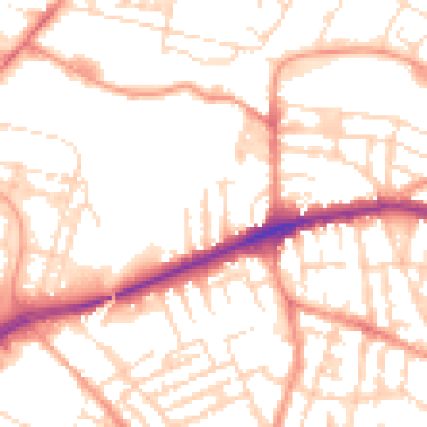 Daytime road noise heatmap for LE5 0EB