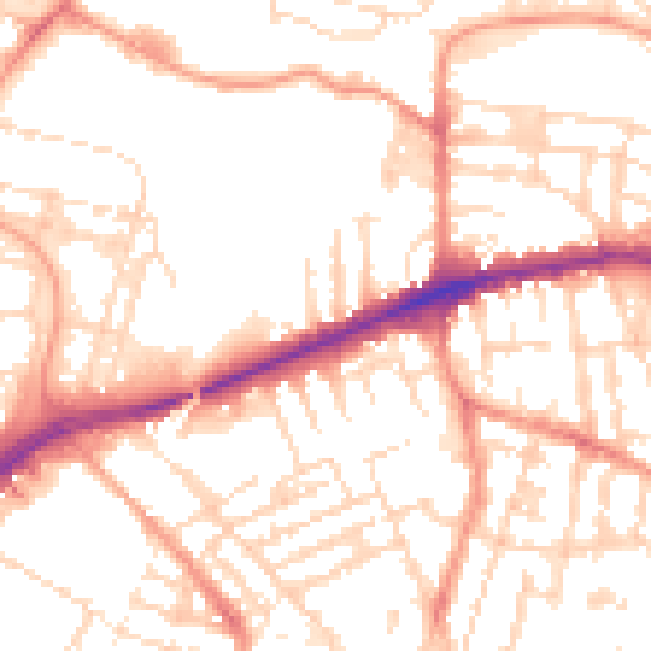 Daytime road noise heatmap for LE5 0EG