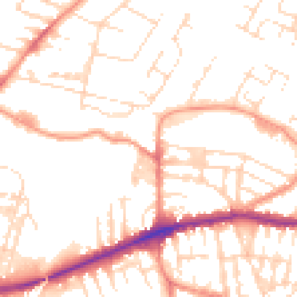 Daytime road noise heatmap for LE5 0EN