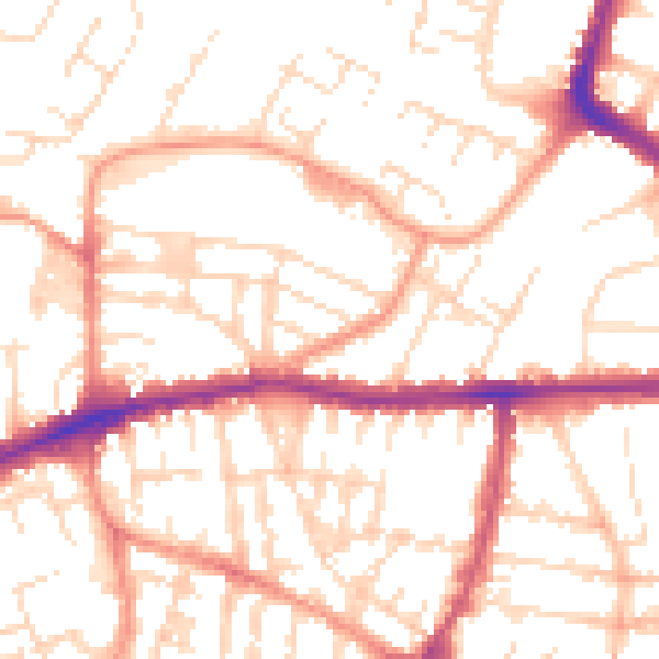 Daytime road noise heatmap for LE5 0JA