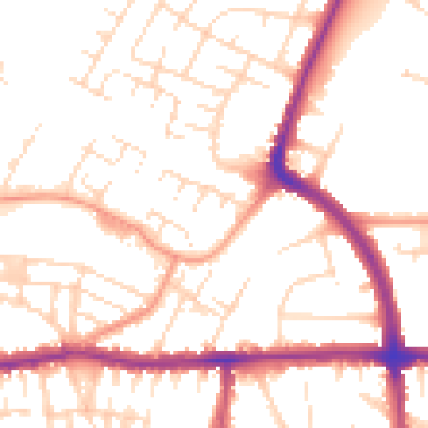 Daytime road noise heatmap for LE5 0NJ