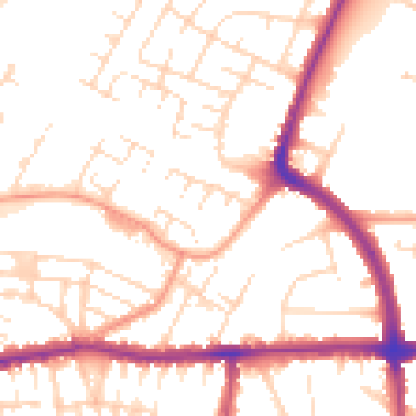 Daytime road noise heatmap for LE5 0NL