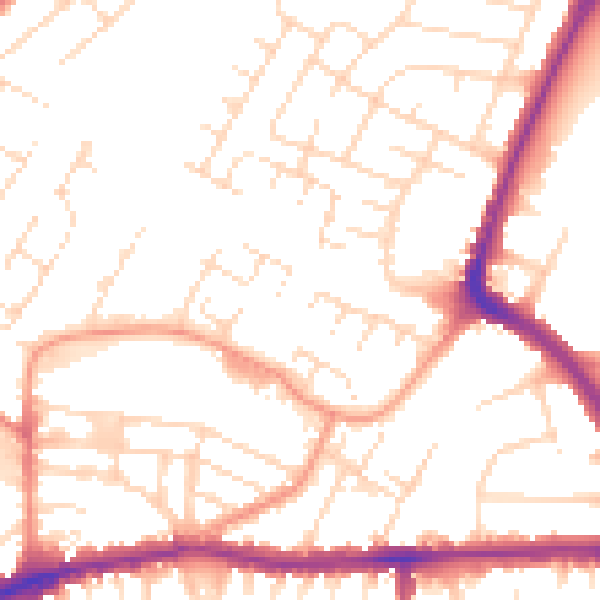 Daytime road noise heatmap for LE5 0NP