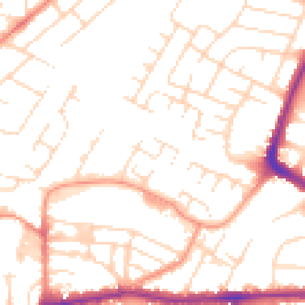 Daytime road noise heatmap for LE5 0NR