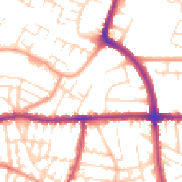 Daytime road noise heatmap for LE5 0PF