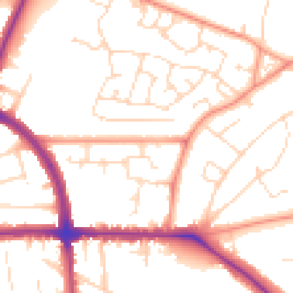 Daytime road noise heatmap for LE5 0PY