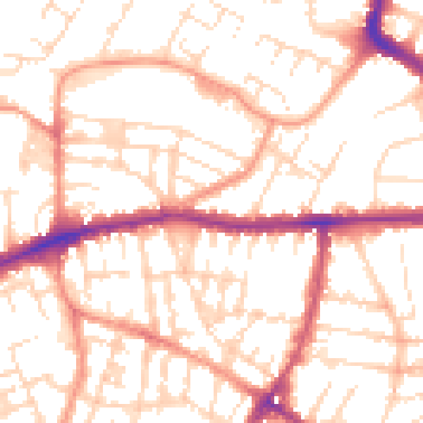 Daytime road noise heatmap for LE5 0QD