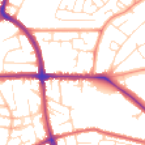 Daytime road noise heatmap for LE5 0QG