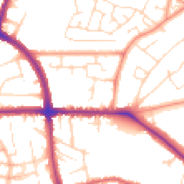 Daytime road noise heatmap for LE5 0QR