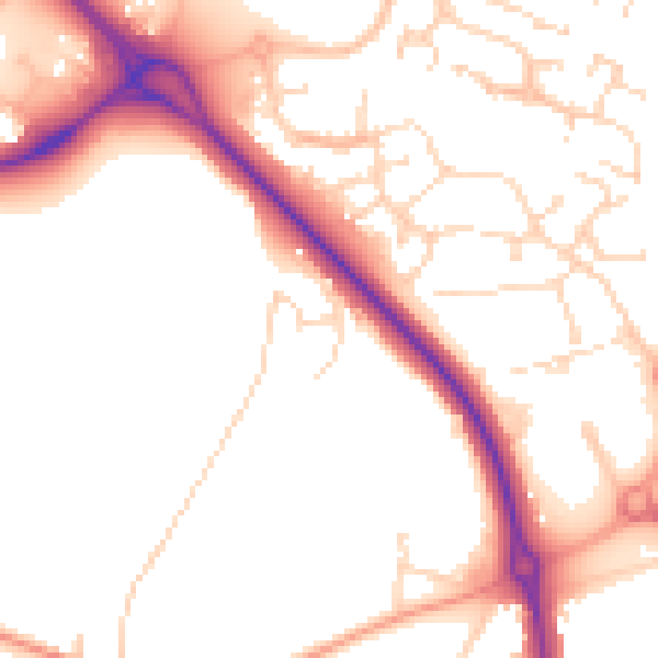Daytime road noise heatmap for LE5 0TJ