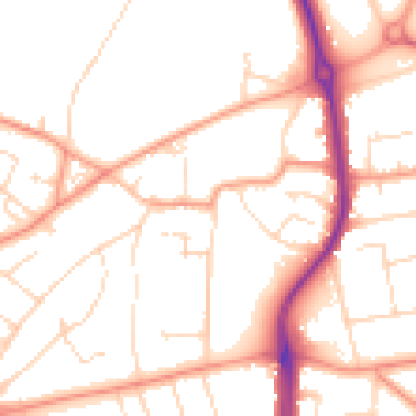 Daytime road noise heatmap for LE5 1AE