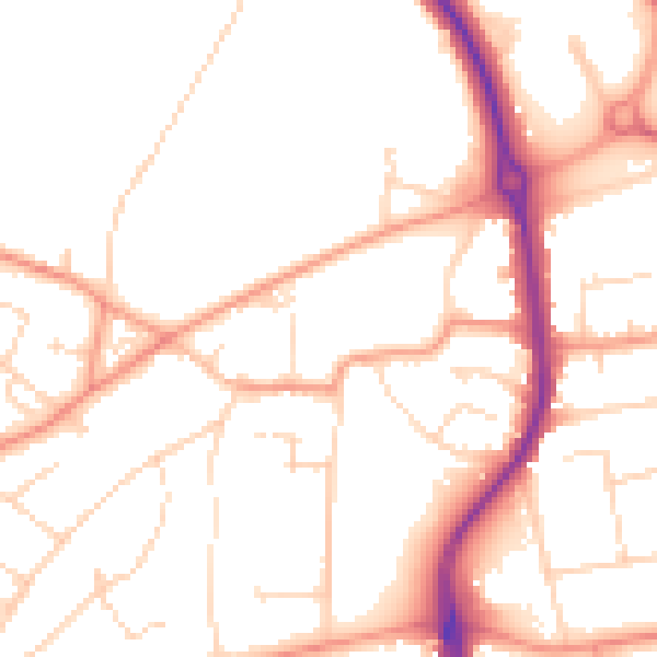 Daytime road noise heatmap for LE5 1AF