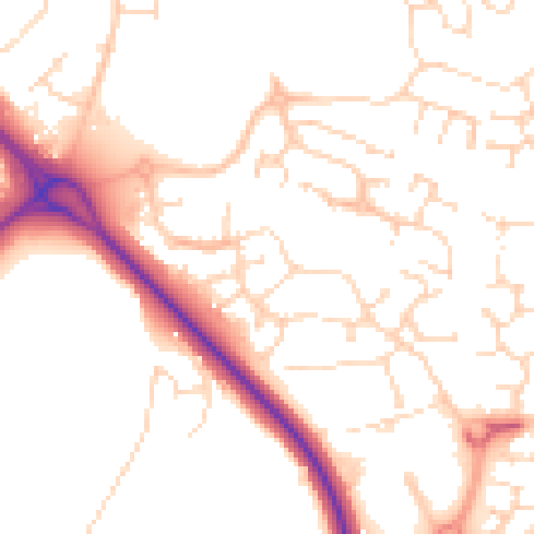 Daytime road noise heatmap for LE5 1AG