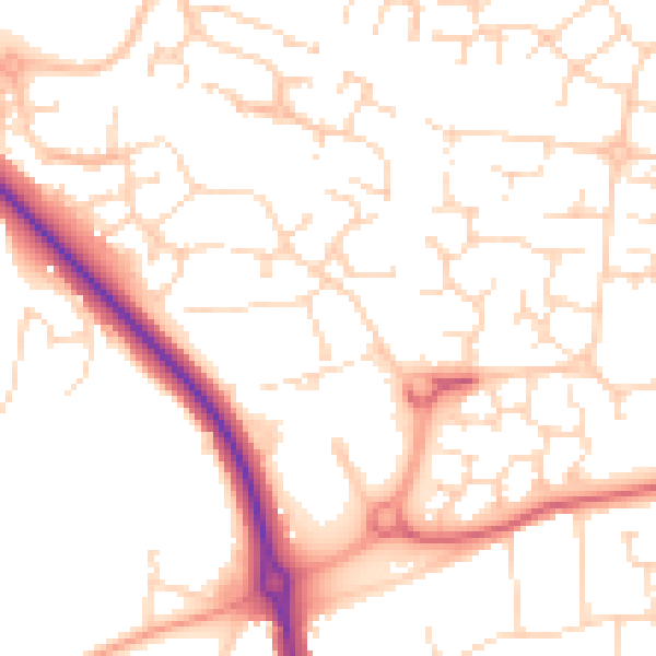 Daytime road noise heatmap for LE5 1BD