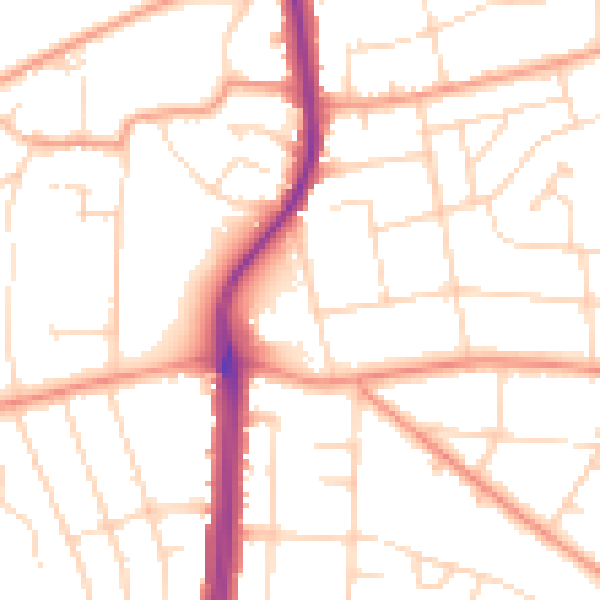 Daytime road noise heatmap for LE5 1DA