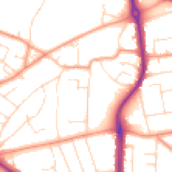 Daytime road noise heatmap for LE5 1EE
