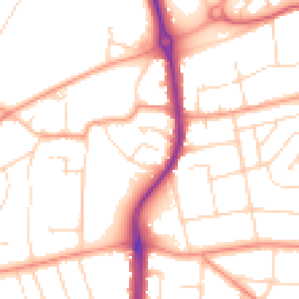 Daytime road noise heatmap for LE5 1EH