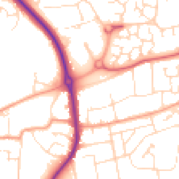 Daytime road noise heatmap for LE5 1FH
