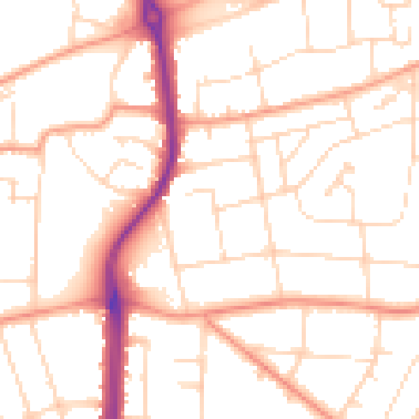 Daytime road noise heatmap for LE5 1JA