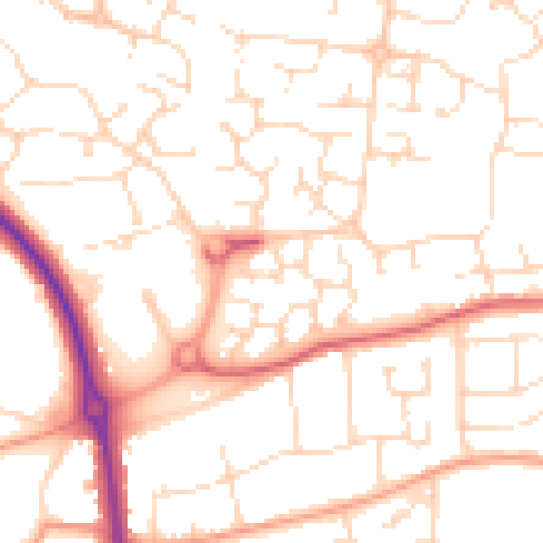 Daytime road noise heatmap for LE5 1TQ