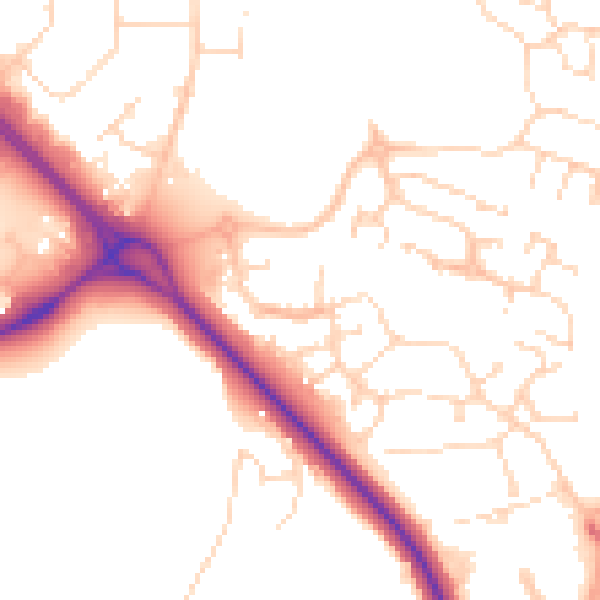 Daytime road noise heatmap for LE5 1TS