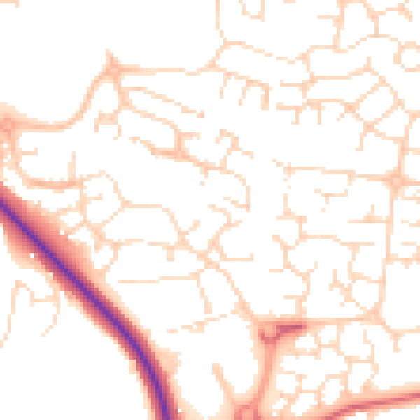 Daytime road noise heatmap for LE5 1UW