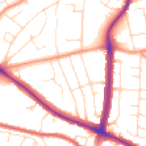 Daytime road noise heatmap for LE5 2AD