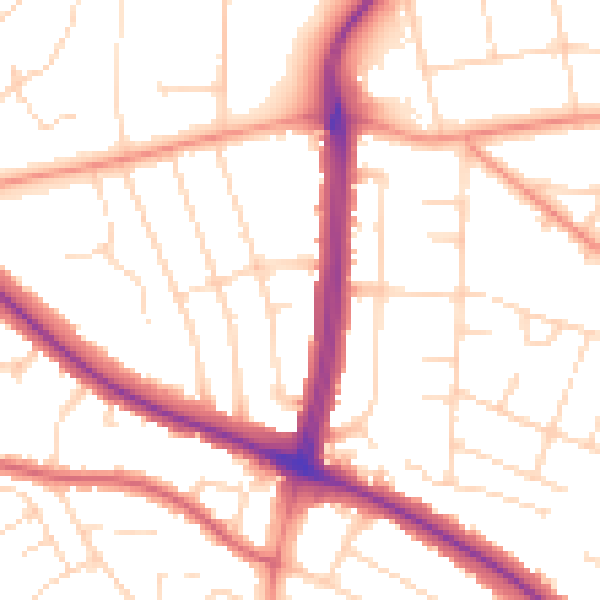 Daytime road noise heatmap for LE5 2AF