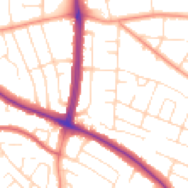 Daytime road noise heatmap for LE5 2DD