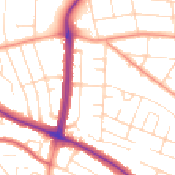 Daytime road noise heatmap for LE5 2DL