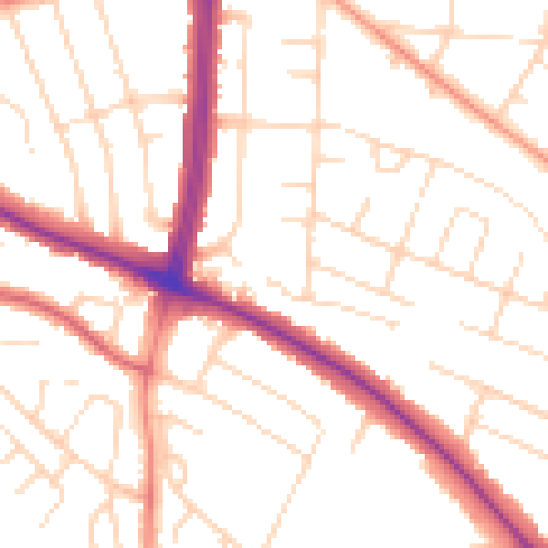 Daytime road noise heatmap for LE5 2DZ
