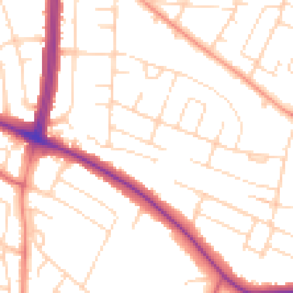 Daytime road noise heatmap for LE5 2EB