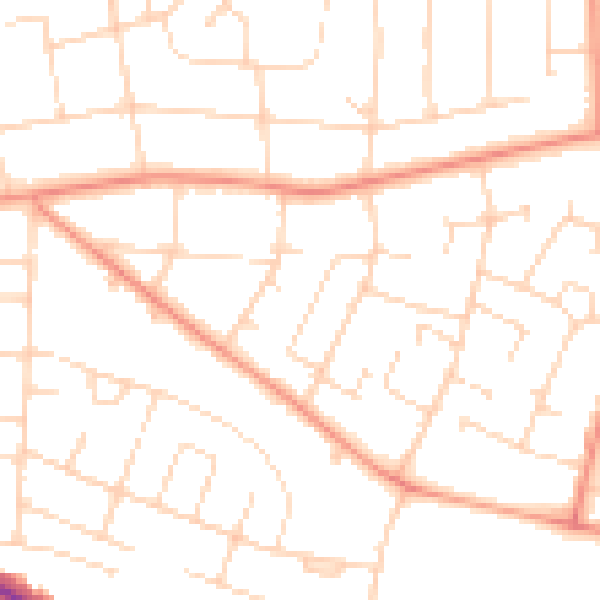 Daytime road noise heatmap for LE5 2HN