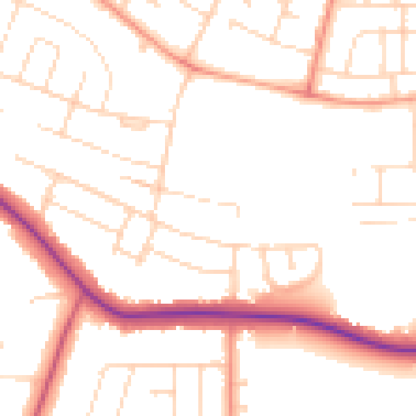 Daytime road noise heatmap for LE5 2NS