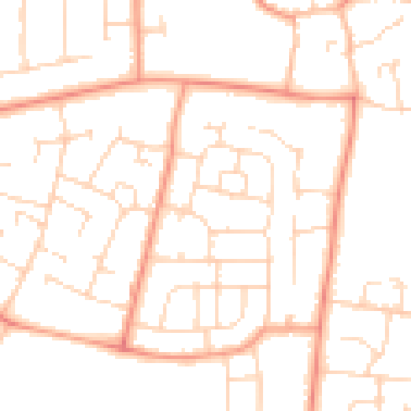 Daytime road noise heatmap for LE5 2QQ