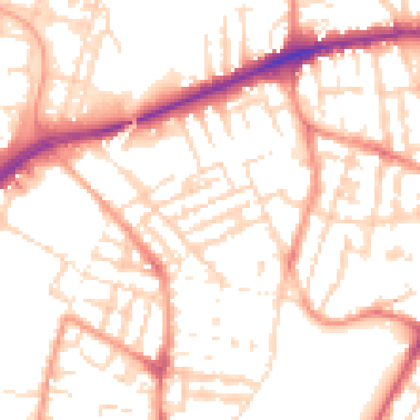 Daytime road noise heatmap for LE5 3DN