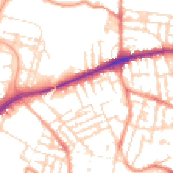Daytime road noise heatmap for LE5 3FD
