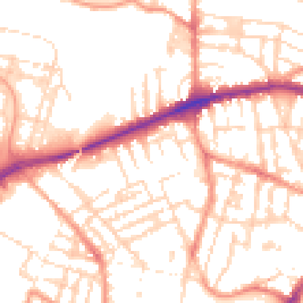 Daytime road noise heatmap for LE5 3FE