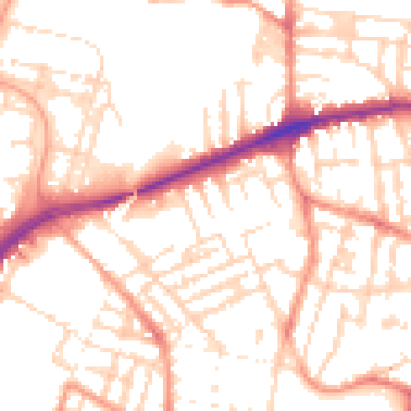Daytime road noise heatmap for LE5 3FP