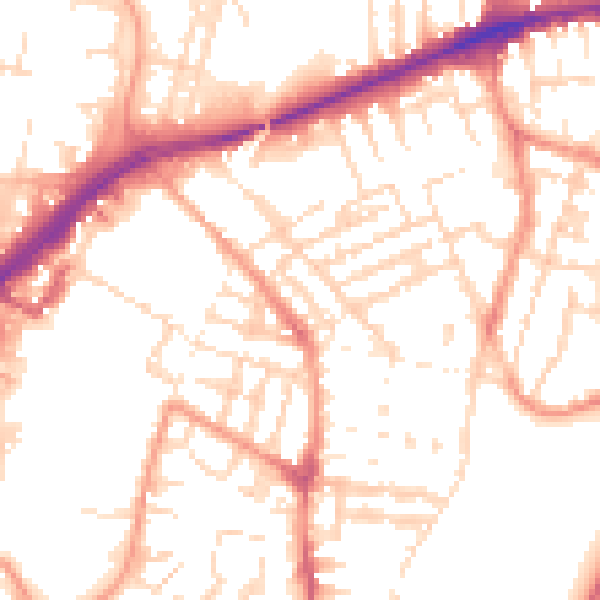 Daytime road noise heatmap for LE5 3FX