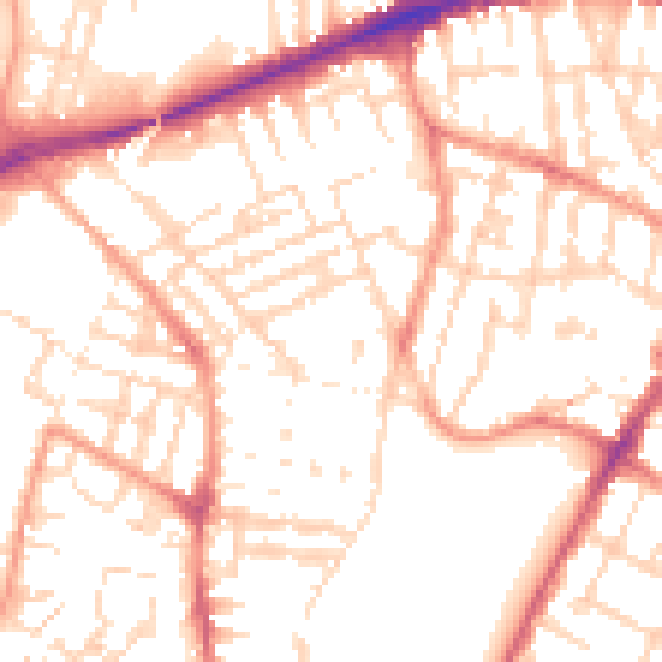 Daytime road noise heatmap for LE5 3HB