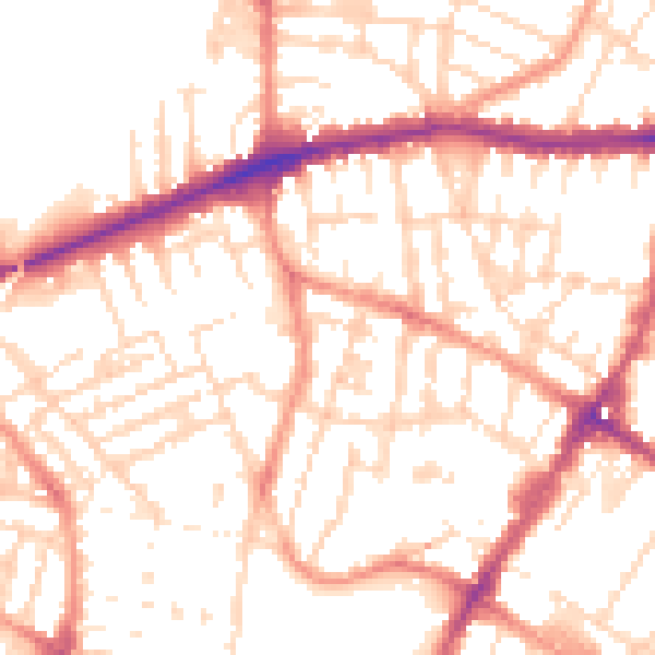 Daytime road noise heatmap for LE5 3HL