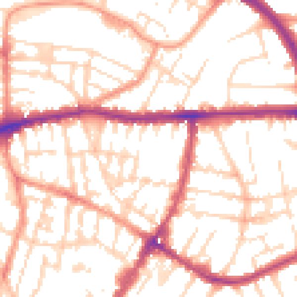 Daytime road noise heatmap for LE5 3LB