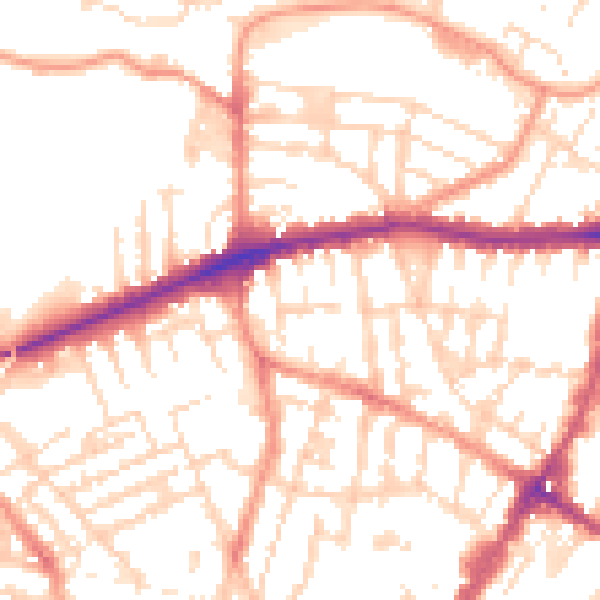 Daytime road noise heatmap for LE5 3LF