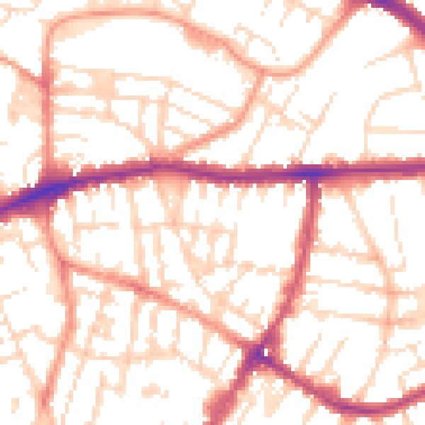 Daytime road noise heatmap for LE5 3NE