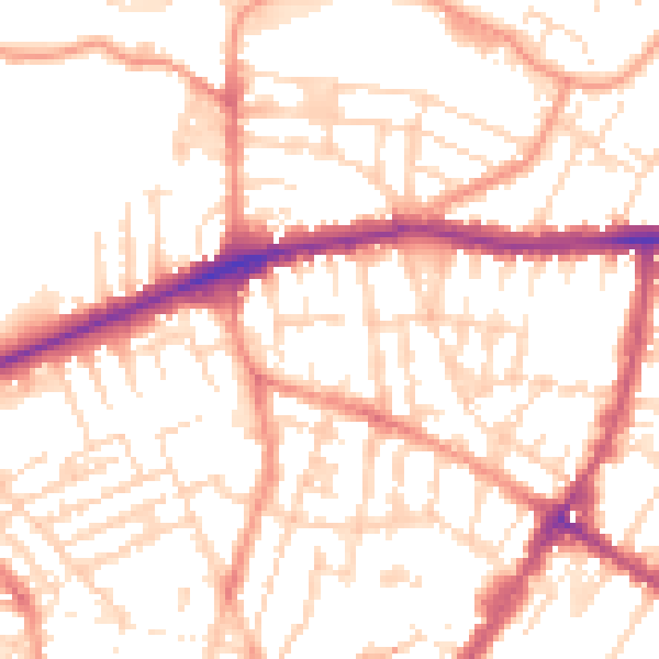 Daytime road noise heatmap for LE5 3NG