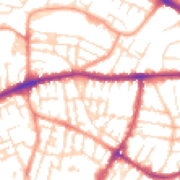 Daytime road noise heatmap for LE5 3NJ