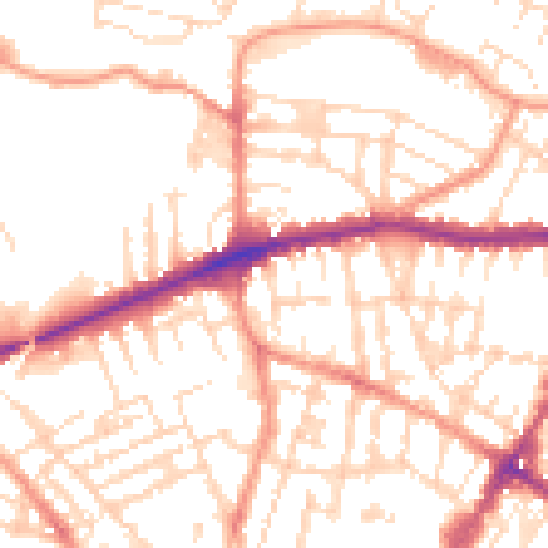 Daytime road noise heatmap for LE5 3NL