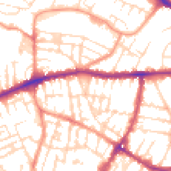 Daytime road noise heatmap for LE5 3NU