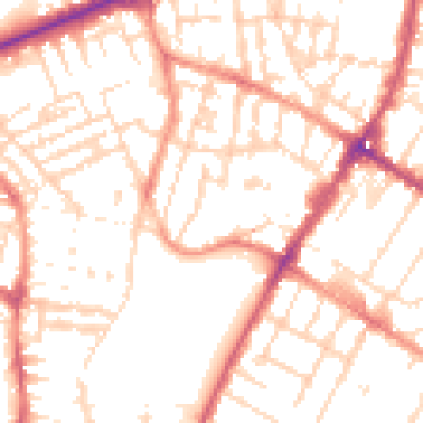 Daytime road noise heatmap for LE5 3QG